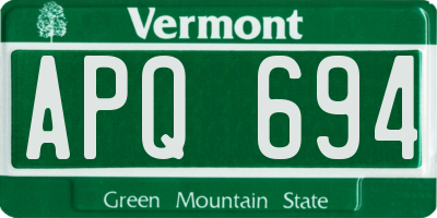 VT license plate APQ694