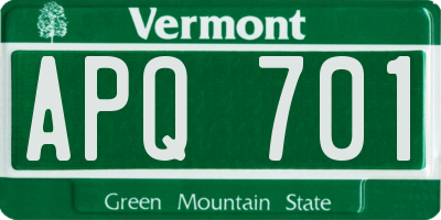 VT license plate APQ701