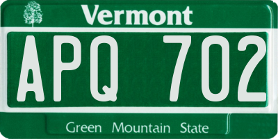 VT license plate APQ702