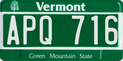 VT license plate APQ716