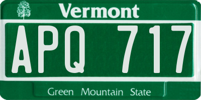 VT license plate APQ717