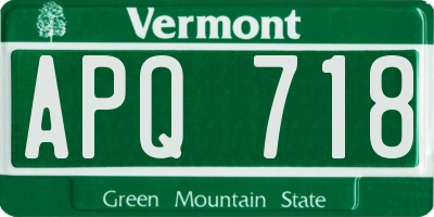 VT license plate APQ718