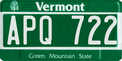 VT license plate APQ722