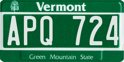 VT license plate APQ724