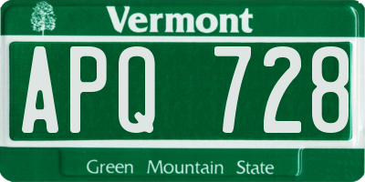 VT license plate APQ728