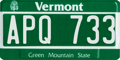 VT license plate APQ733