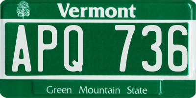 VT license plate APQ736