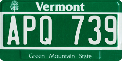 VT license plate APQ739