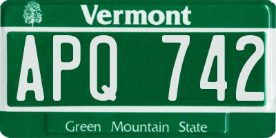 VT license plate APQ742