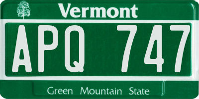 VT license plate APQ747