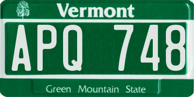VT license plate APQ748