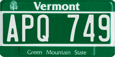 VT license plate APQ749