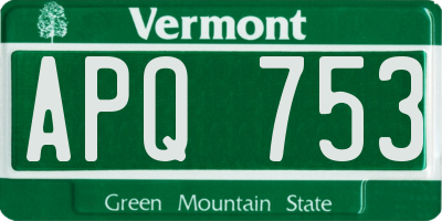 VT license plate APQ753