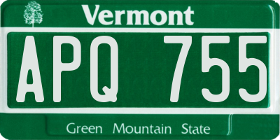 VT license plate APQ755