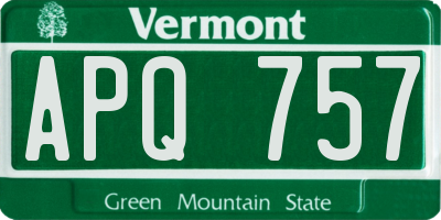 VT license plate APQ757