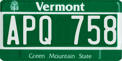 VT license plate APQ758