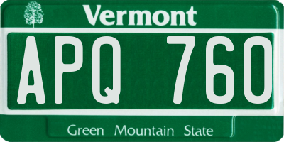 VT license plate APQ760