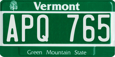 VT license plate APQ765