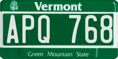 VT license plate APQ768