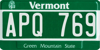 VT license plate APQ769