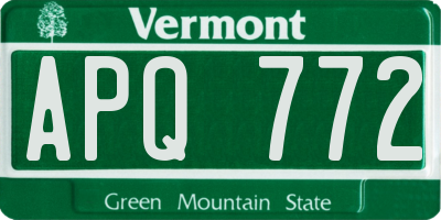VT license plate APQ772