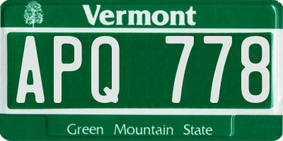 VT license plate APQ778