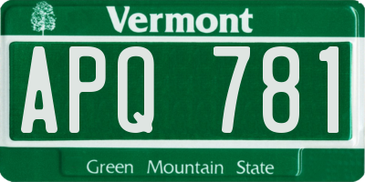 VT license plate APQ781