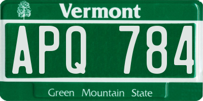 VT license plate APQ784