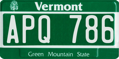 VT license plate APQ786