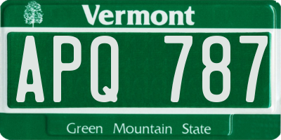 VT license plate APQ787