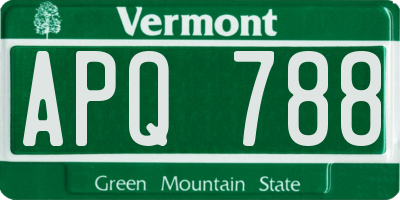 VT license plate APQ788