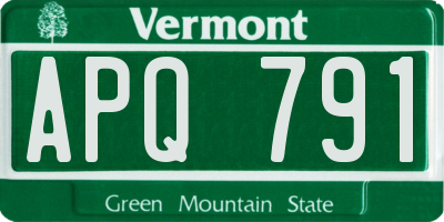VT license plate APQ791