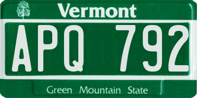 VT license plate APQ792