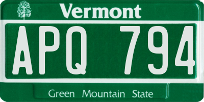 VT license plate APQ794