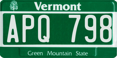 VT license plate APQ798