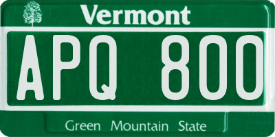 VT license plate APQ800