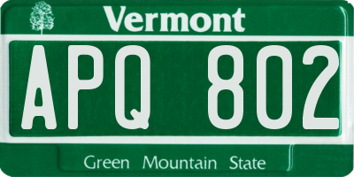 VT license plate APQ802