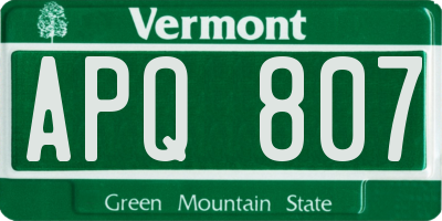 VT license plate APQ807