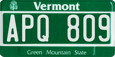 VT license plate APQ809
