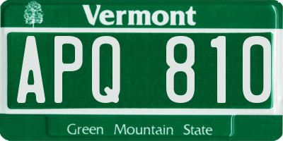 VT license plate APQ810