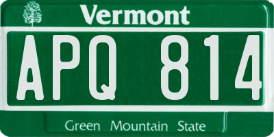 VT license plate APQ814