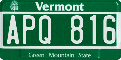 VT license plate APQ816
