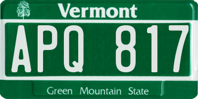 VT license plate APQ817