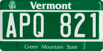 VT license plate APQ821