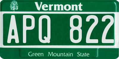 VT license plate APQ822