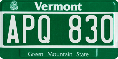 VT license plate APQ830
