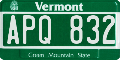 VT license plate APQ832
