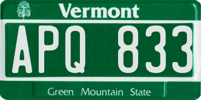 VT license plate APQ833