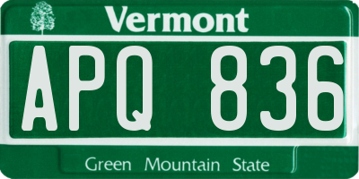 VT license plate APQ836