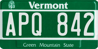 VT license plate APQ842